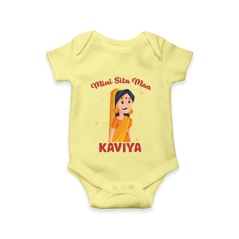 Mini Sita Maa Romper | Custom Baby Romper for Festival Spirit - PASTEL YELLOW - New Born (Chest 14")