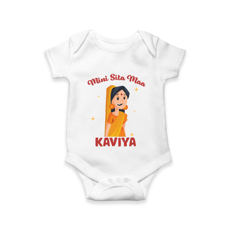 Mini Sita Maa Romper | Custom Baby Romper for Festival Spirit - WHITE - New Born (Chest 14")