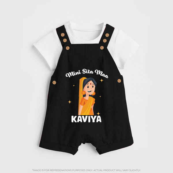 Mini Sita Maa Dungaree Set | Custom Baby Dungaree Set for Festival Spirit - BLACK - 0 - 5 Months Old (Chest 18")