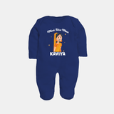 Mini Sita Maa Sleep Suit | Custom Baby Sleep Suit for Festival Spirit - NAVY BLUE - New Born (Chest 7.5")