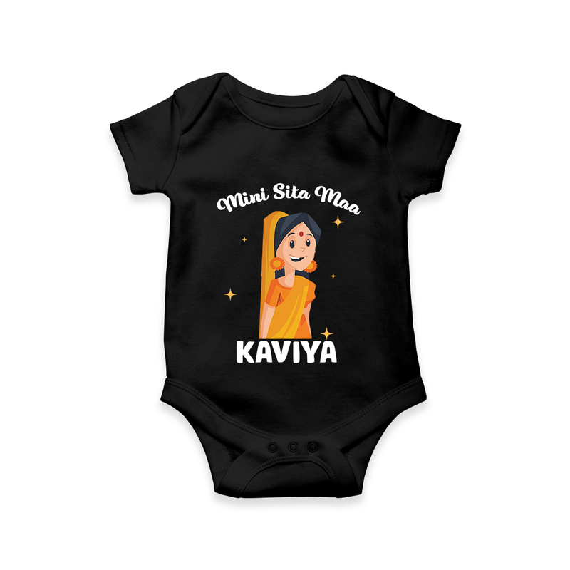 Mini Sita Maa Romper | Custom Baby Romper for Festival Spirit - BLACK - New Born (Chest 14")