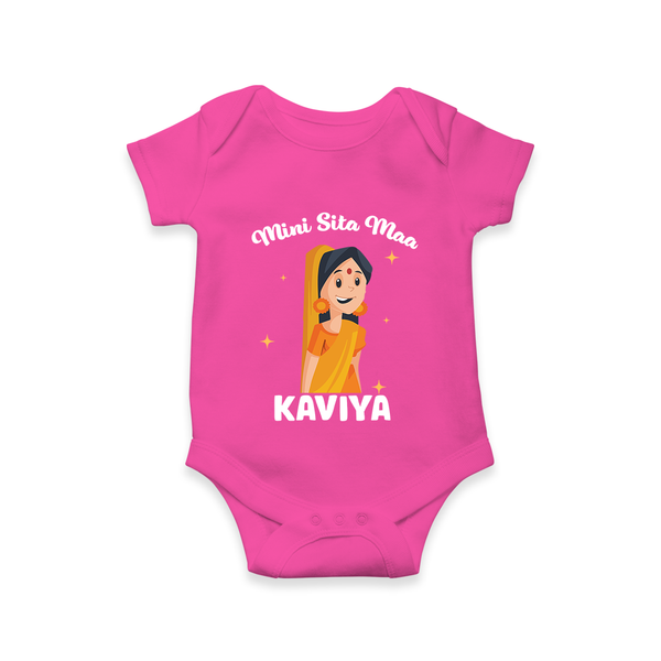 Mini Sita Maa Romper | Custom Baby Romper for Festival Spirit - HOT PINK - New Born (Chest 14")