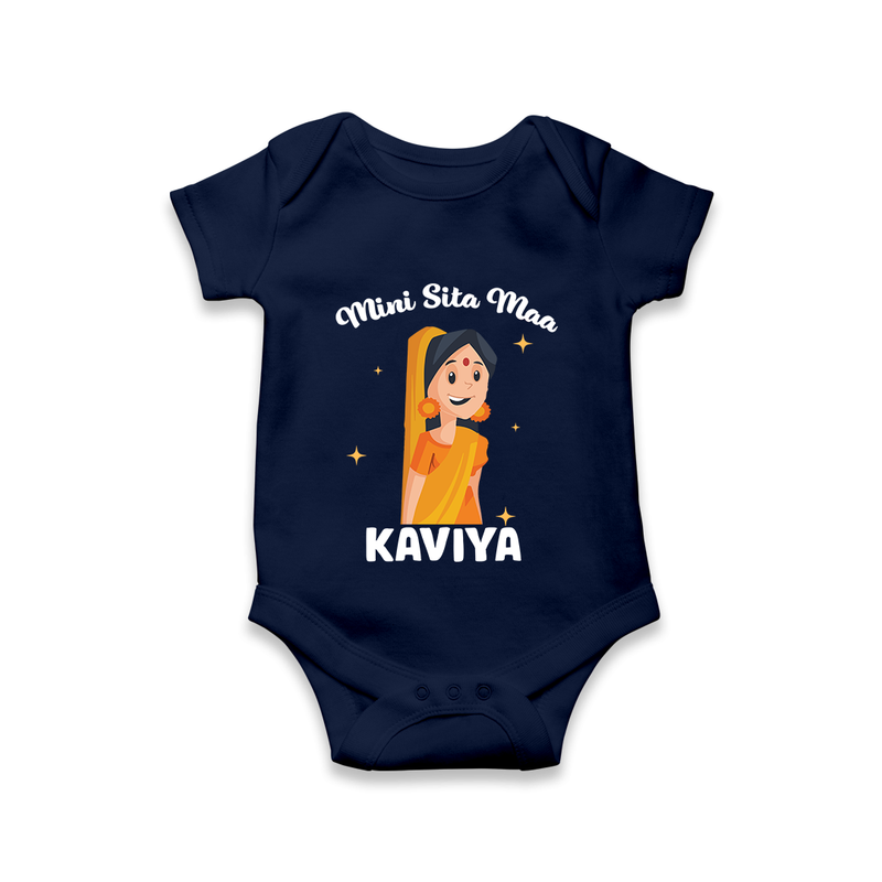 Mini Sita Maa Romper | Custom Baby Romper for Festival Spirit - NAVY BLUE - New Born (Chest 14")