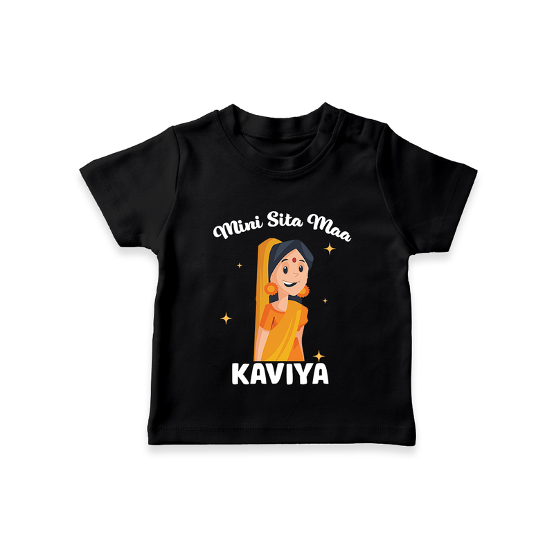 Mini Sita Maa Tshirt | Custom Baby Tshirt for Festival Spirit - BLACK - 0-5 Months Old (Chest 17")