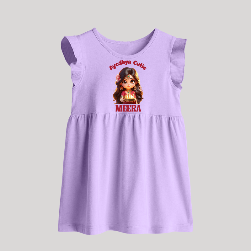 Ayodhya Cutie Baby frock | Personalized Baby frock for Dussehra Festivities - LILAC - 0 - 3 Months Old (Chest 17")