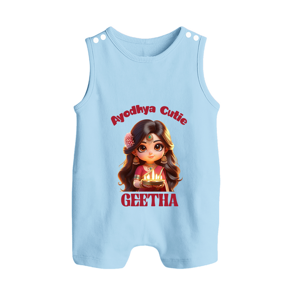 Ayodhya Princess Button Romper - BABY BLUE - New Born (Chest 18")