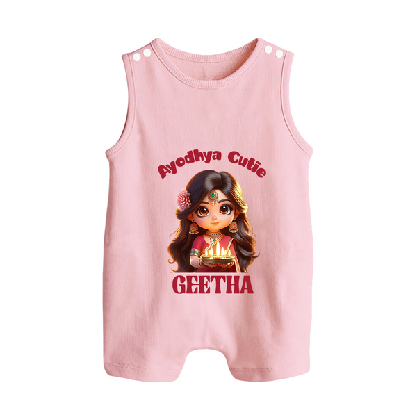 Ayodhya Princess Button Romper - BABY PINK - New Born (Chest 18")