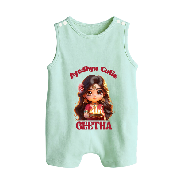 Ayodhya Princess Button Romper - MINT GREEN - New Born (Chest 18")