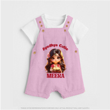 Ayodhya Cutie Dungaree Set | Personalized Baby Dungaree Set for Dussehra Festivities - BABY PINK - 0 - 5 Months Old (Chest 18")