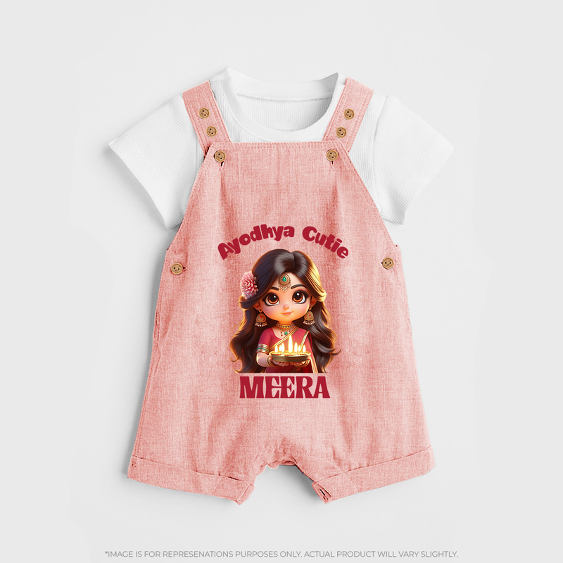 Ayodhya Cutie Dungaree Set | Personalized Baby Dungaree Set for Dussehra Festivities - PEACH - 0 - 5 Months Old (Chest 18")
