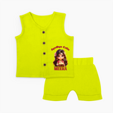 Ayodhya Cutie Jabla Set | Personalized Baby Jabla Set for Dussehra Festivities - LIME GREEN - 0 - 3 Months Old (Chest 9.8")