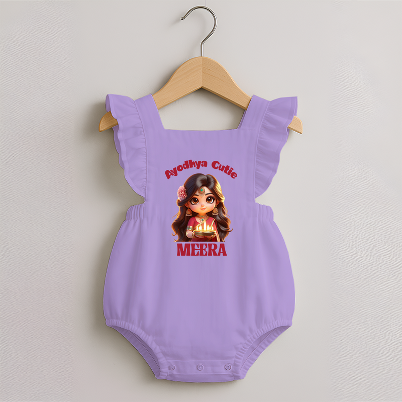 Ayodhya Cutie Romper Frock | Personalized Baby Romper Frock for Dussehra Festivities - LILAC - 0 - 3 Months Old (Chest 19")