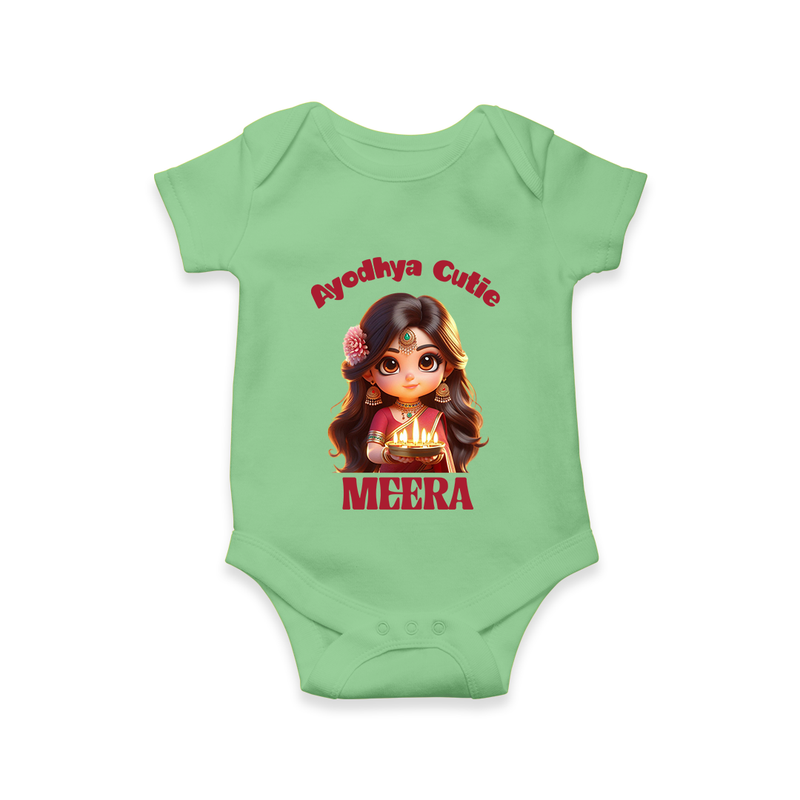 Ayodhya Cutie Romper | Personalized Baby Romper for Dussehra Festivities - GREEN - New Born (Chest 14")
