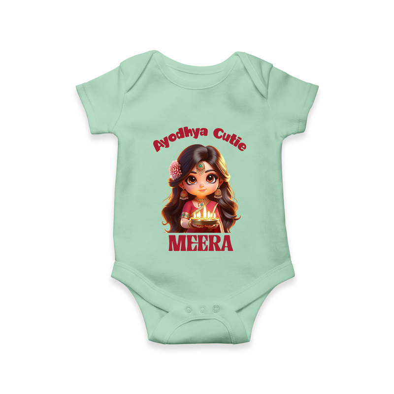 Ayodhya Cutie Romper | Personalized Baby Romper for Dussehra Festivities - MINT GREEN - New Born (Chest 14")
