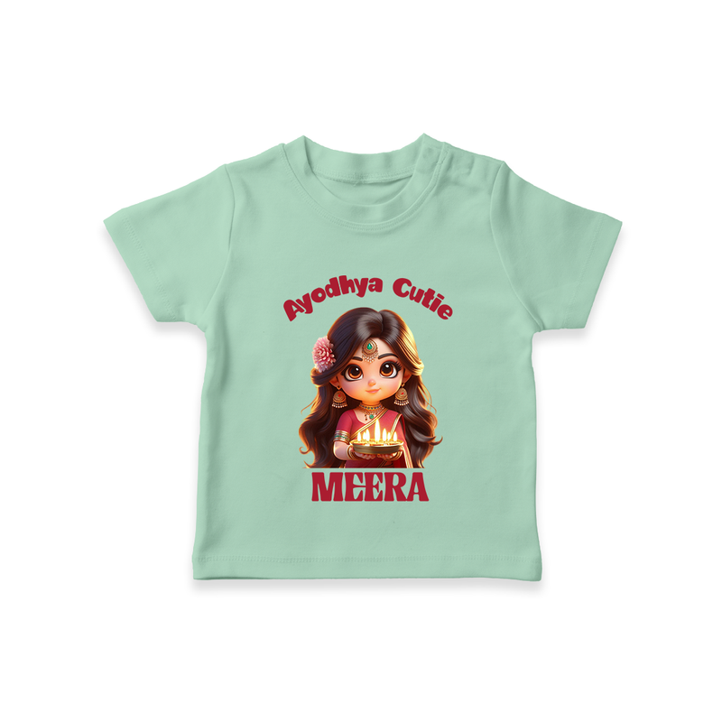 Ayodhya Cutie Tshirt | Personalized Baby Tshirt for Dussehra Festivities - MINT GREEN - 0-5 Months Old (Chest 17")
