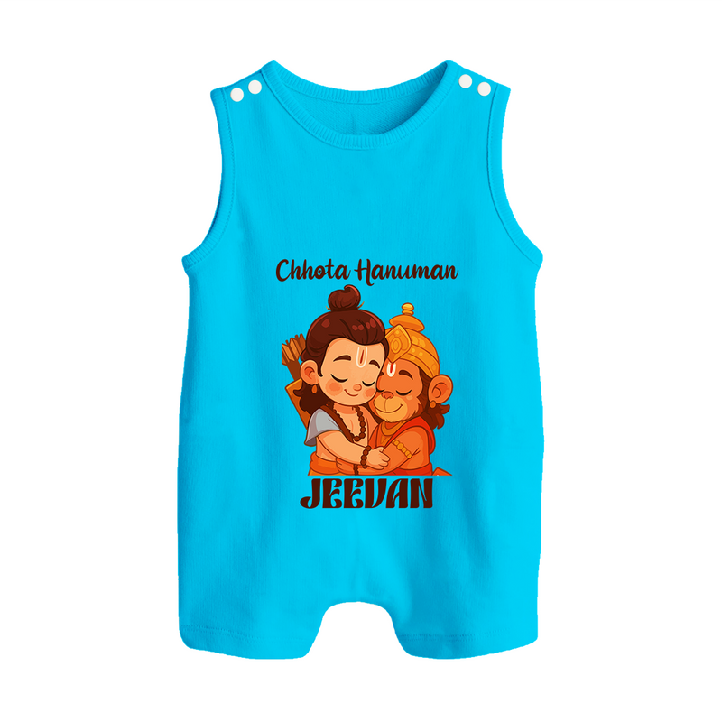 Chhota Hanuman Romper Suit | Custom Baby Romper Suit for Little Devotees - SKY BLUE - 0 - 5 Months Old (Chest 18")