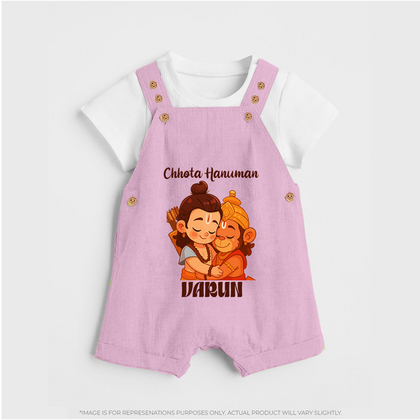 Chhota Hanuman Devotee Dungaree - BABY PINK - 0 - 5 Months Old (Chest 18")