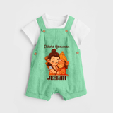 Chhota Hanuman Dungaree Set | Custom Baby Dungaree Set for Little Devotees - GREEN - 0 - 5 Months Old (Chest 18")