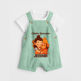 Chhota Hanuman Dungaree Set | Custom Baby Dungaree Set for Little Devotees - MINT GREEN - 0 - 5 Months Old (Chest 18")