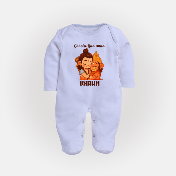 Chhota Hanuman Devotee Full Body Suit - BABY BLUE - New Born (Chest 7.5")