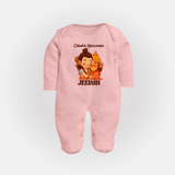 Chhota Hanuman Sleep Suit | Custom Baby Sleep Suit for Little Devotees - BABY PINK - New Born (Chest 7.5")