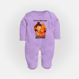 Chhota Hanuman Sleep Suit | Custom Baby Sleep Suit for Little Devotees - LILAC - New Born (Chest 7.5")
