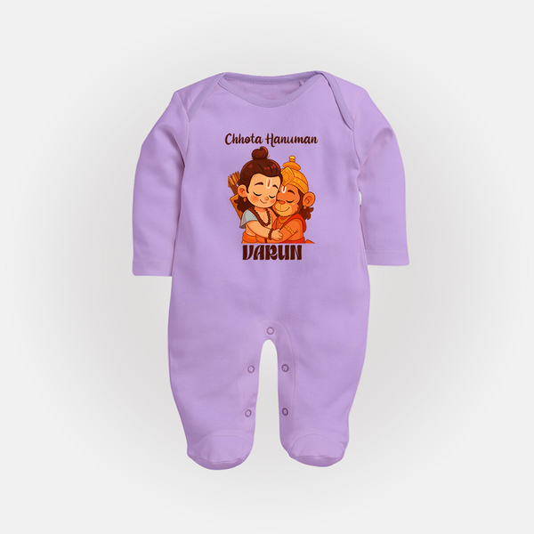 Chhota Hanuman Devotee Full Body Suit - LILAC - New Born (Chest 7.5")