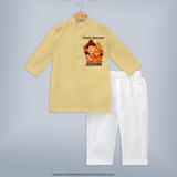 Chhota Hanuman Kurta Set | Custom Baby Kurta Set for Little Devotees - PASTEL YELLOW - 3 - 6 Months Old (Chest 24", Kurta Length 14'', Waist 19", Pant Length 14")