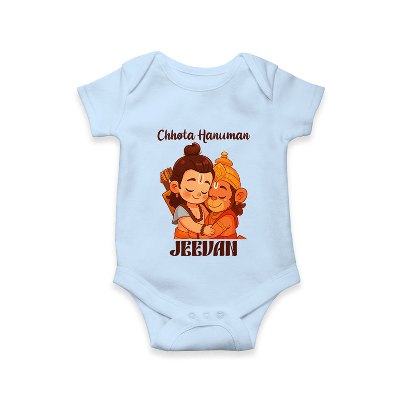 Chhota Hanuman Romper | Custom Baby Romper for Little Devotees - BABY BLUE - New Born (Chest 14")