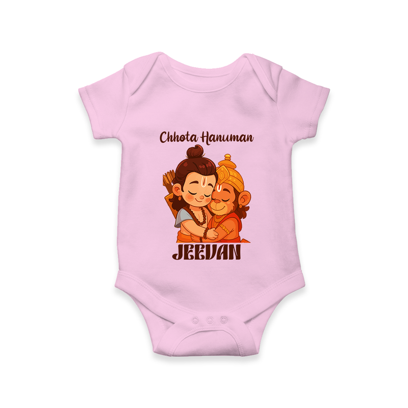 Chhota Hanuman Romper | Custom Baby Romper for Little Devotees - BABY PINK - New Born (Chest 14")