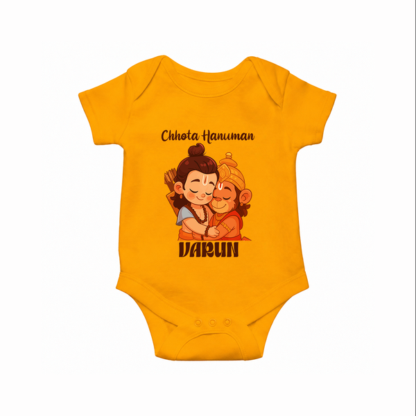 Chhota Hanuman Devotee Romper - CHROME YELLOW - New Born (Chest 14")