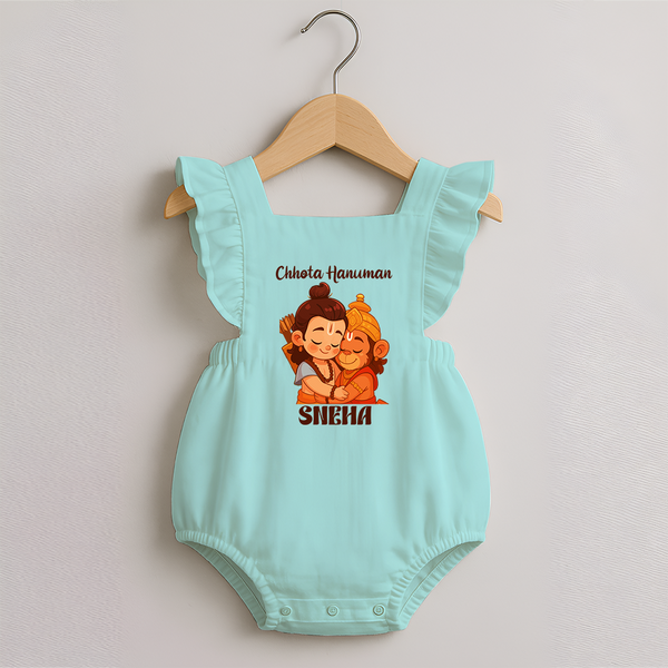 Chhota Hanuman Devotee Romper frock - MINT GREEN - 0 - 3 Months Old (Chest 19")