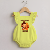 Chhota Hanuman Devotee Romper frock - PASTEL YELLOW - 0 - 3 Months Old (Chest 19")