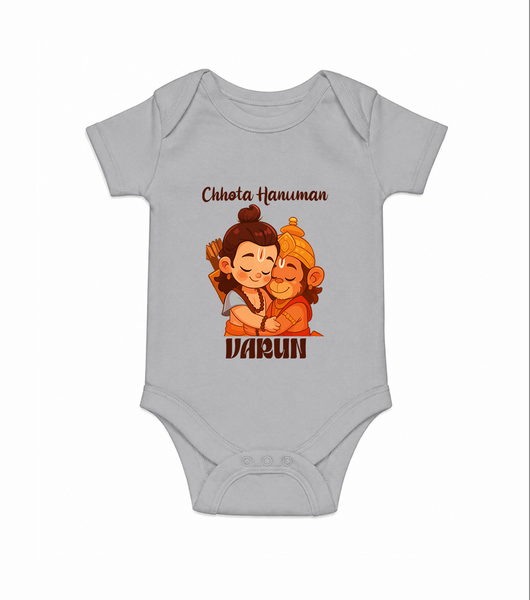 Chhota Hanuman Devotee Romper - GREY - New Born (Chest 14")