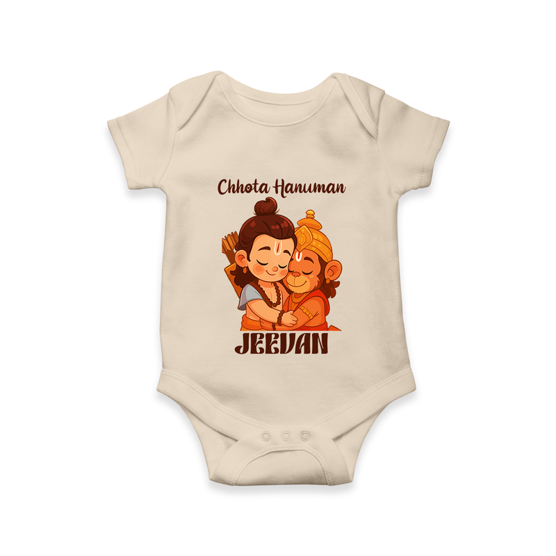 Chhota Hanuman Romper | Custom Baby Romper for Little Devotees - IVORY - New Born (Chest 14")