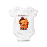 Chhota Hanuman Devotee Romper - WHITE - New Born (Chest 14")