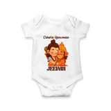 Chhota Hanuman Romper | Custom Baby Romper for Little Devotees - WHITE - New Born (Chest 14")