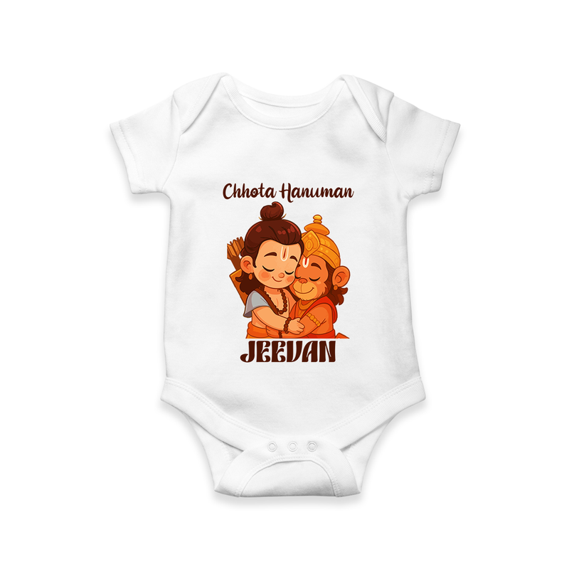 Chhota Hanuman Romper | Custom Baby Romper for Little Devotees - WHITE - New Born (Chest 14")