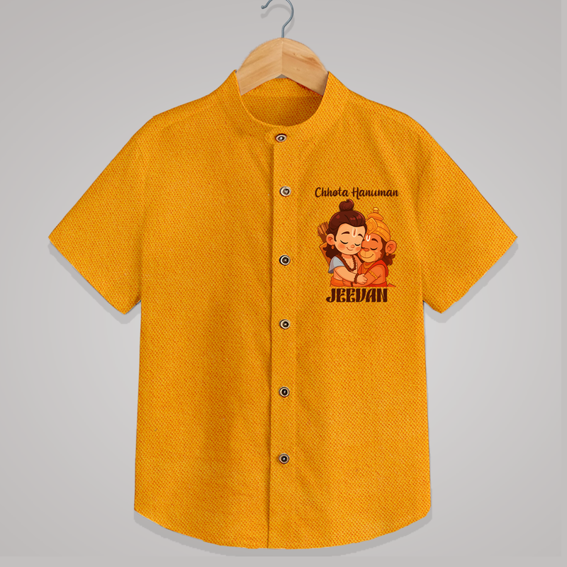 Chhota Hanuman Shirt | Custom Baby Shirt for Little Devotees - CHROME YELLOW - 0 - 6 Months Old (Chest 23")