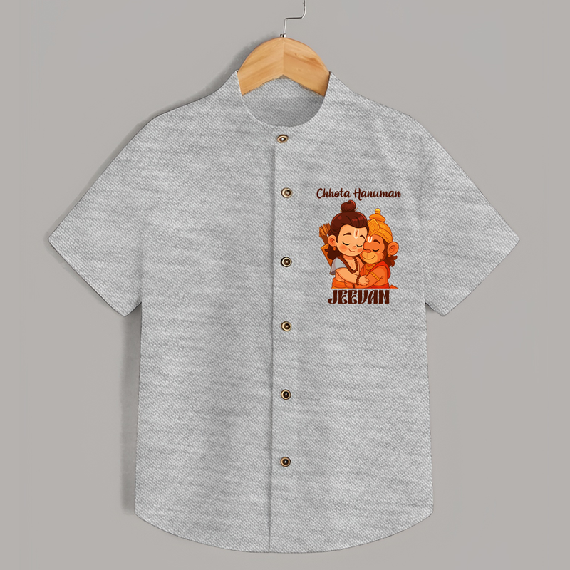 Chhota Hanuman Shirt | Custom Baby Shirt for Little Devotees - GREY - 0 - 6 Months Old (Chest 23")