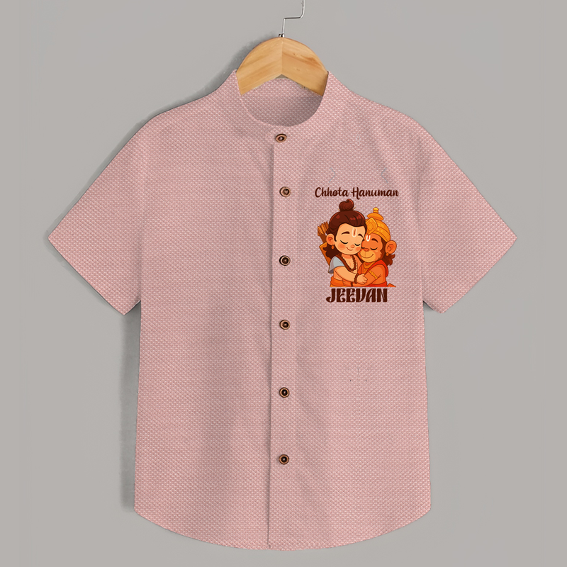 Chhota Hanuman Shirt | Custom Baby Shirt for Little Devotees - PEACH - 0 - 6 Months Old (Chest 23")