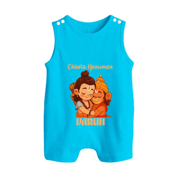 Chhota Hanuman Devotee Button Romper - SKY BLUE - New Born (Chest 18")