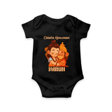 Chhota Hanuman Devotee Romper - BLACK - New Born (Chest 14")