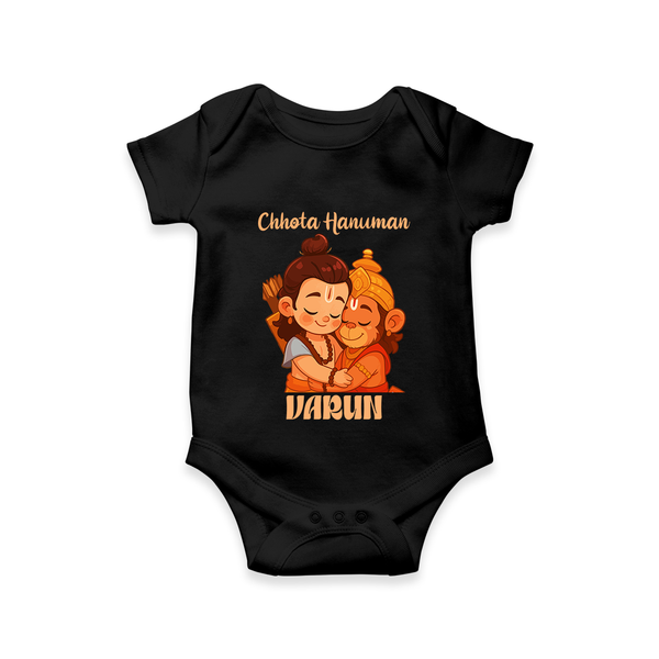 Chhota Hanuman Devotee Romper - BLACK - New Born (Chest 14")