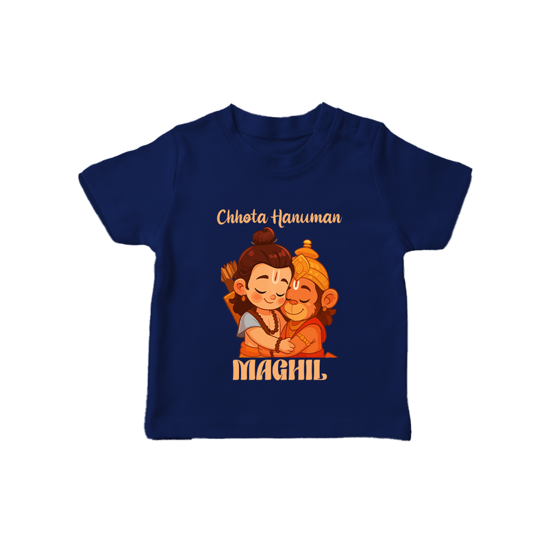 Chhota Hanuman Tshirt | Custom Baby Tshirt for Little Devotees - NAVY BLUE - 0-5 Months Old (Chest 17")