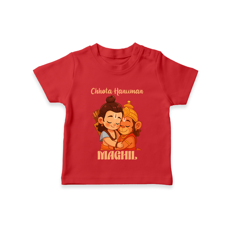Chhota Hanuman Tshirt | Custom Baby Tshirt for Little Devotees - RED - 0-5 Months Old (Chest 17")