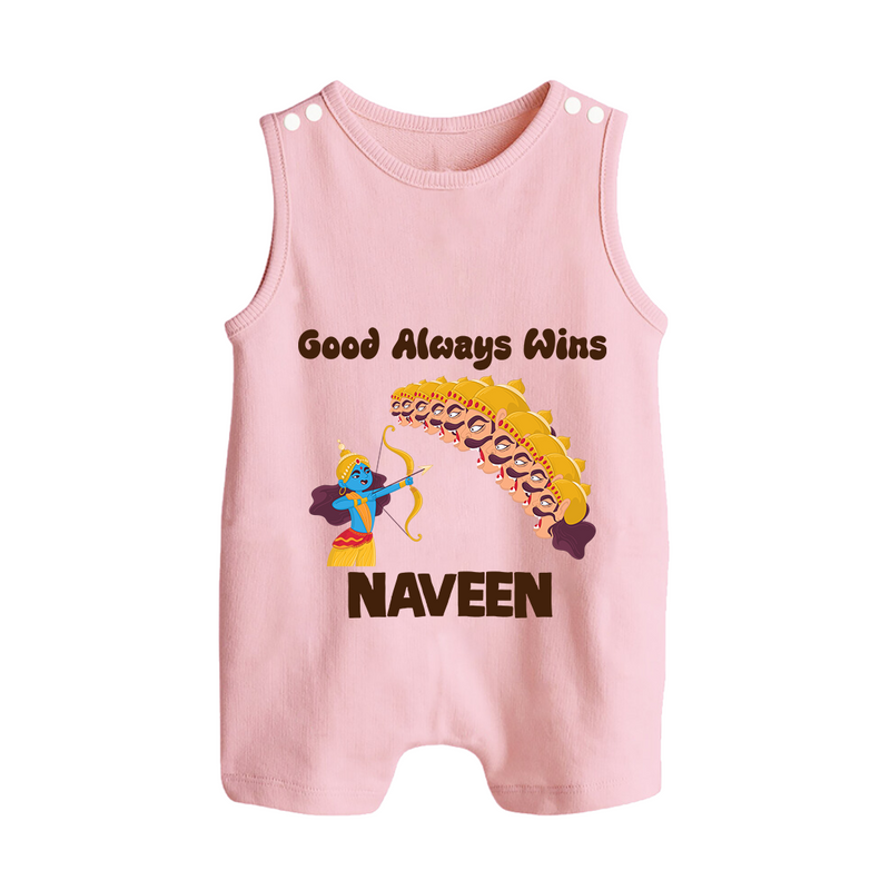 Good Always Wins Romper Suit | Personalized Baby Romper Suit for Festival Celebration - BABY PINK - 0 - 5 Months Old (Chest 18")