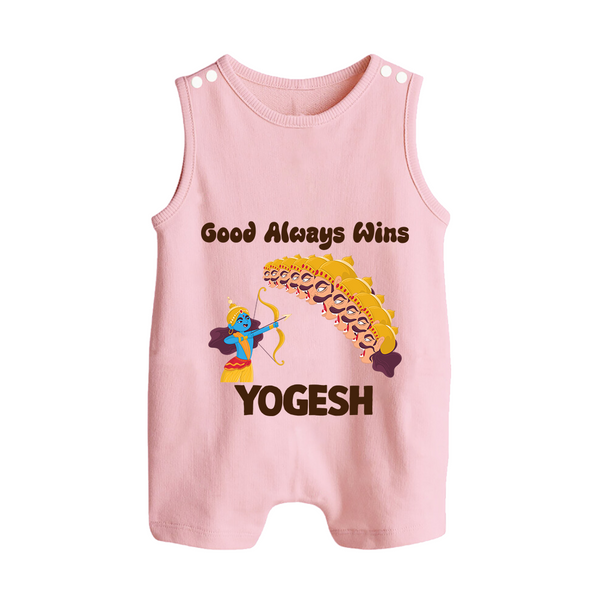 Good Triumph Over Evil Button Romper - BABY PINK - New Born (Chest 18")