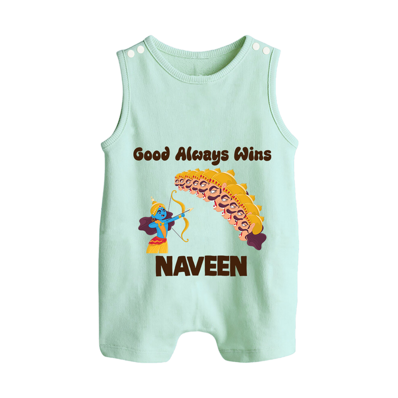 Good Always Wins Romper Suit | Personalized Baby Romper Suit for Festival Celebration - MINT GREEN - 0 - 5 Months Old (Chest 18")