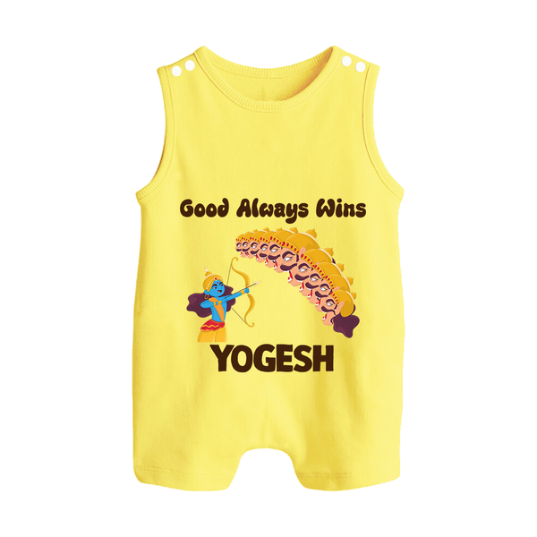 Good Triumph Over Evil Button Romper - PASTEL YELLOW - New Born (Chest 18")